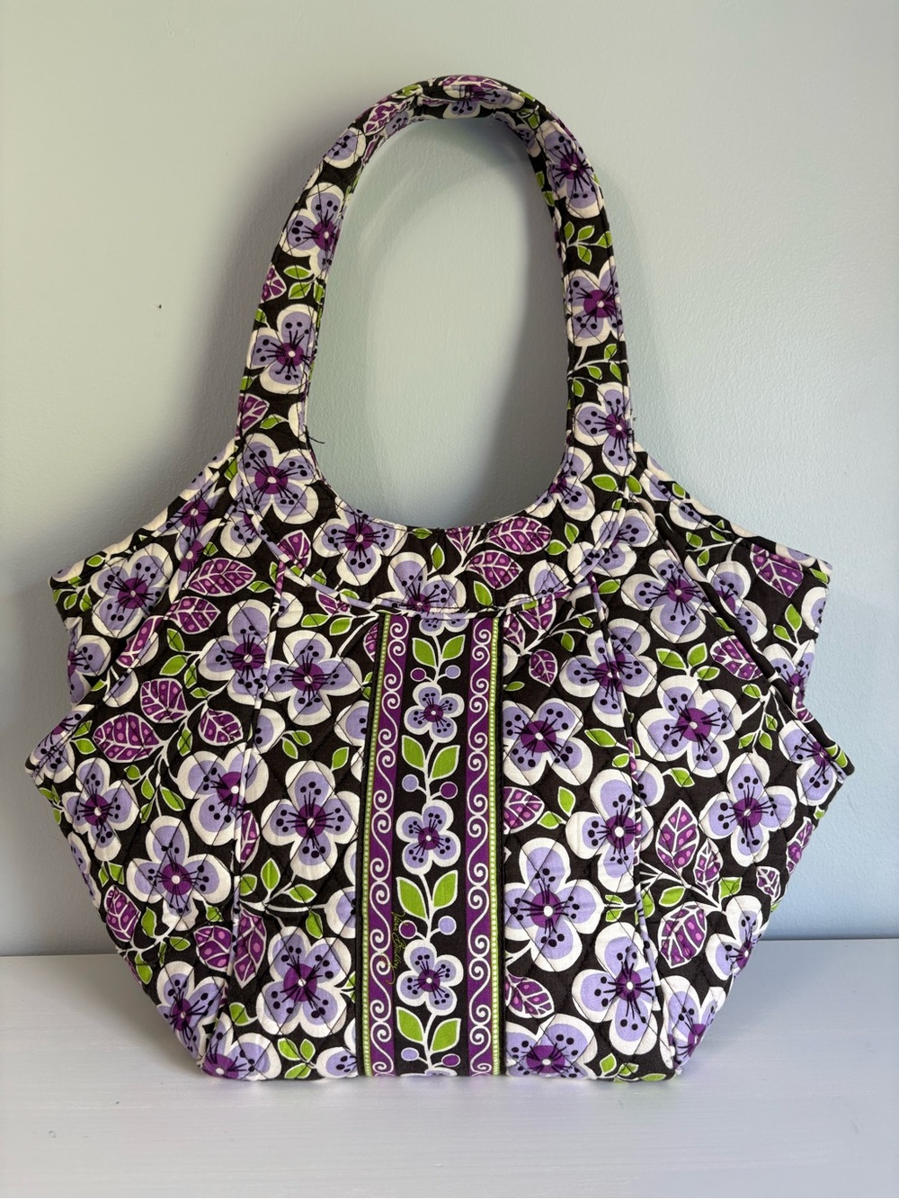 Vera Bradley Glenna Satchel Plum Petals Quilted Floral Shoulder Bag Boho Chic